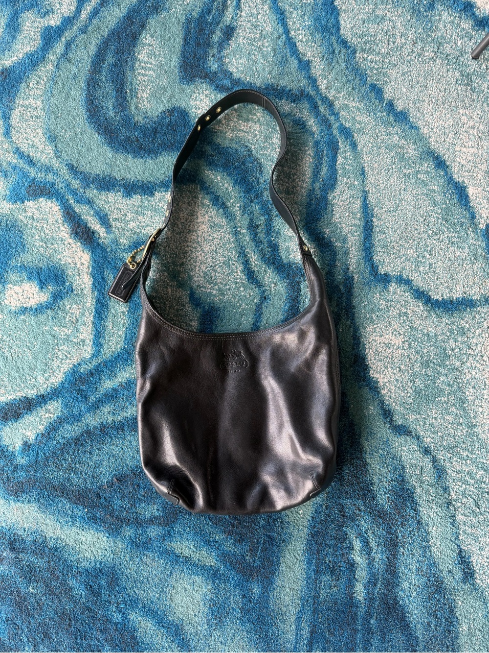 Vintage Coach Black Leather Hobo Shoulder Bag